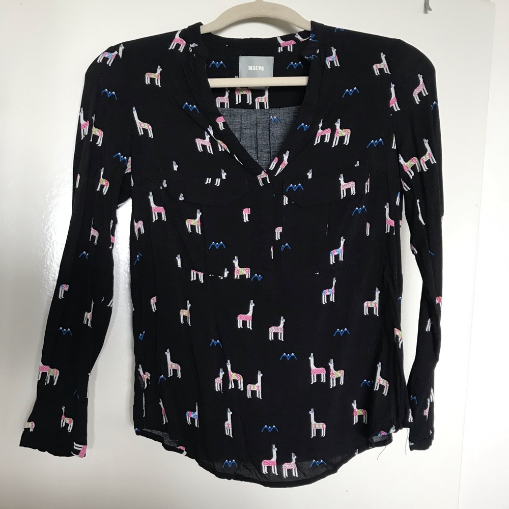Maeve Alpaca print long sleeve blouse in sz 00P